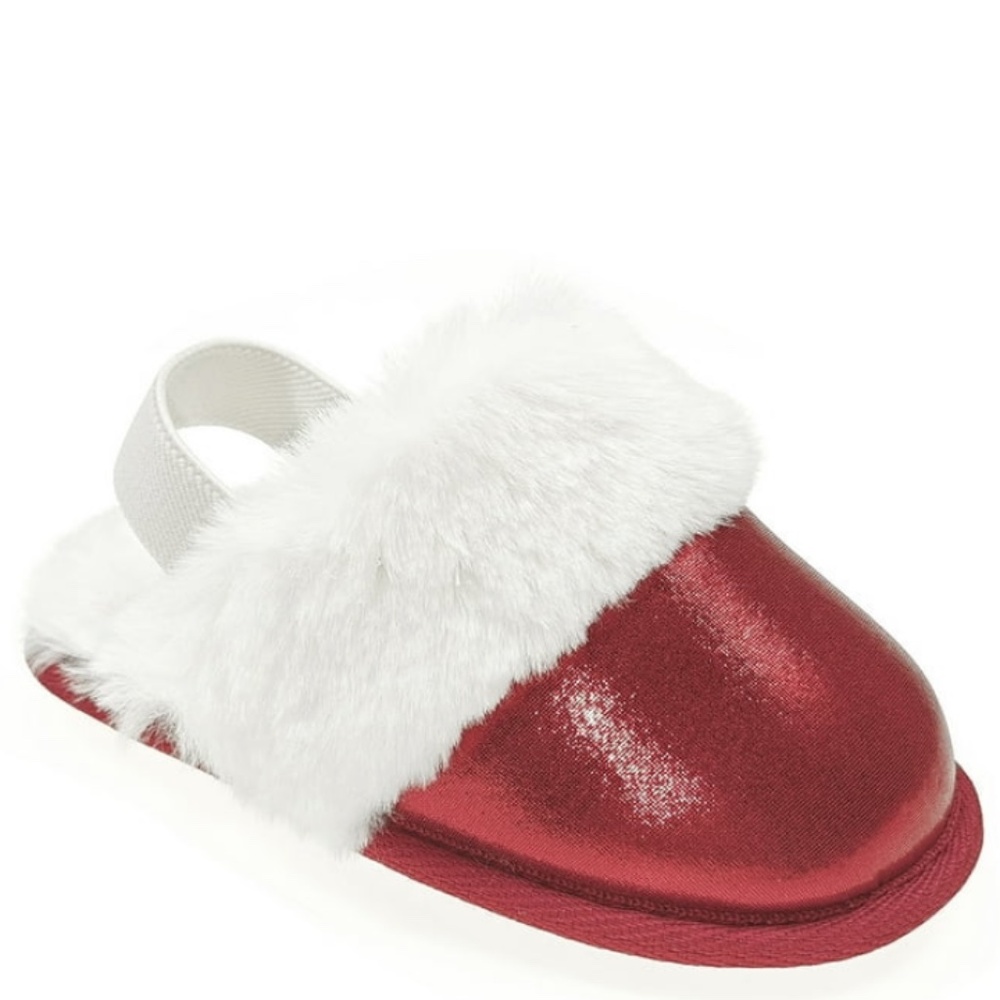 Holiday Time Toddler Red Metallic Scuff Slippers Size 7-8T NWT